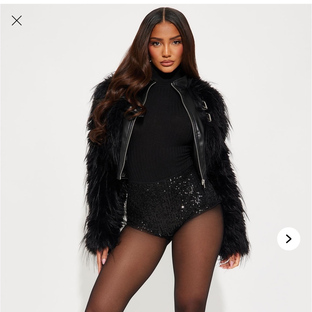 Black Sequin High-Waist Shorts - Women